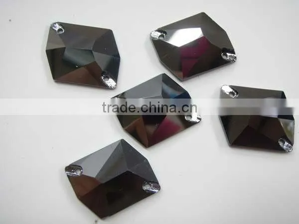 Hot seller wholesale sew-on crystal cosmic shape 20x16mm hematite color