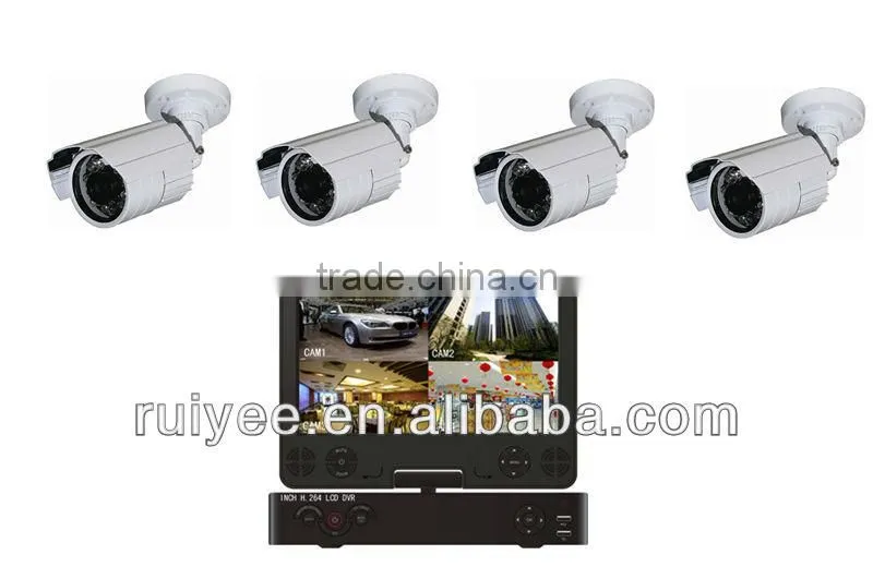 DVR-6414KS 10.1inch LCD monitor 4CH H.264 DVR +CCTV Surveillance Security ccd cameras System Kit