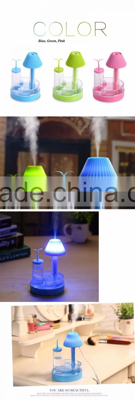 functional air purifier with table lamp for room/ Green buds humidifier