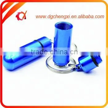 2016 Hot Sale Green Round Bottom Waterproof Pill Box With Keyrings,Earplug Storage Bottle
