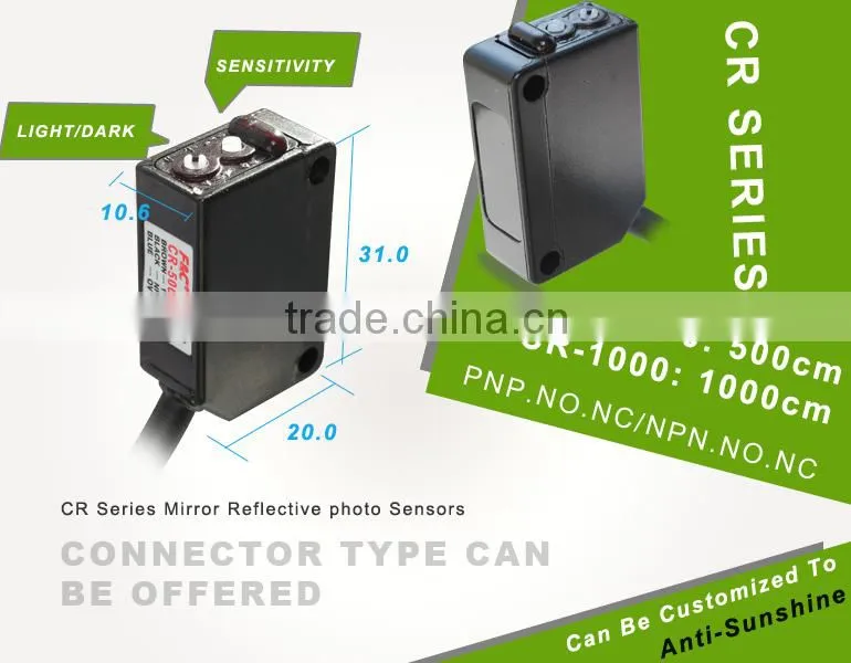 CR-500/1000 series rectangled photoelectirc sensors, 500cm/1000cm Through-beam photoelectric switches