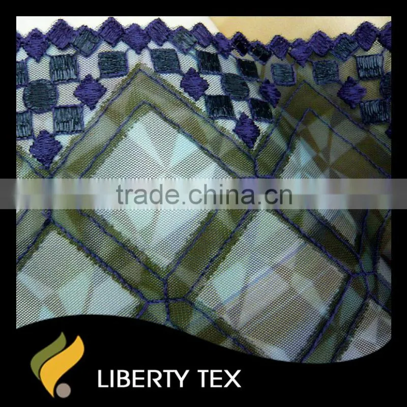 High quality geometric heat cut embroidery print ground fabric design