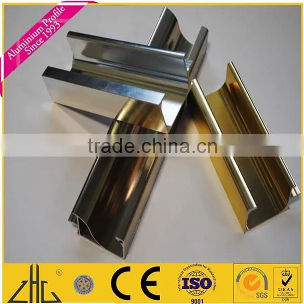 Wood Color Anodizing Polishing Aluminium Extrusion for sliding wardrobe door all types of 6063 anodized dies aluminium extrusion