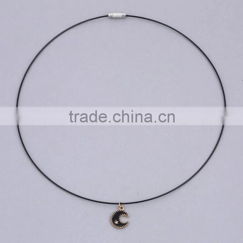 Islam Religion Sign Necklaces Accessory Single Tone Black Anime Chain Moon Star Turkey Flag Pendant Turnbucle Chain Necklaces