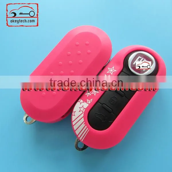 Best price 3 button shell key Fiat 500 key remote key cover Deep blue SIP22 blade for fiat 500 cover