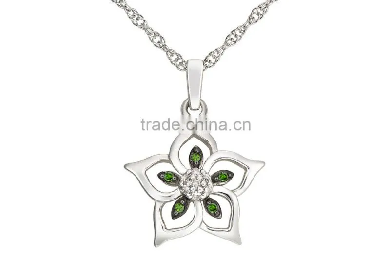 fashion silver pendant,green agate necklace