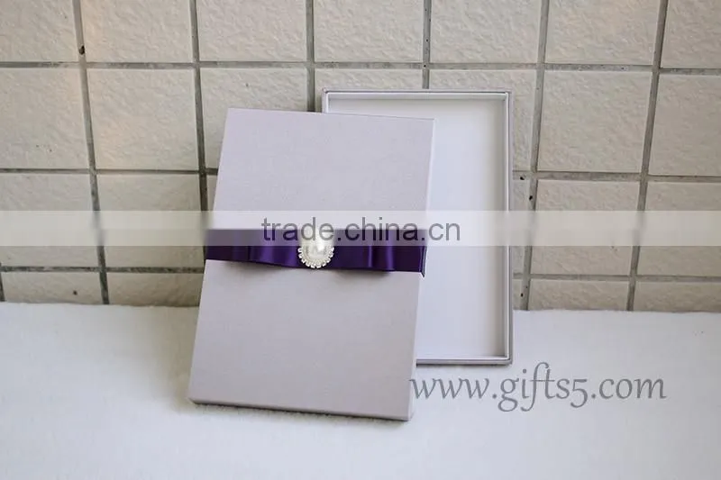 Custom Handmade wedding invitation box with pearl