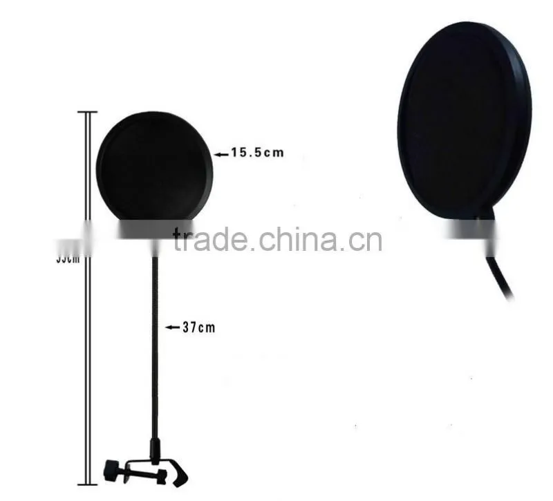 Studio Recording Windscreen Microphone For Singing , Double Mesh Gooseneck Microphone For Noise Filter