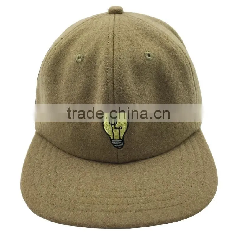 Khaki Color Unisex 6 Panel Fashion Custom Corduroy Cap Snapback with Leather Strap Metal Buckle Closure
