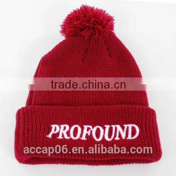 cheap knitted red beanie hat/custom red beanie hat