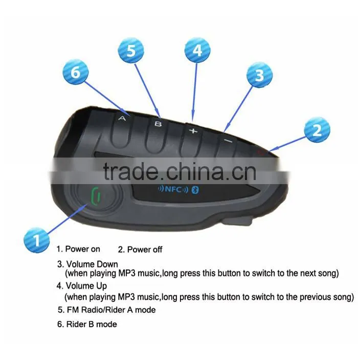 V8 BT Interphone with Remote Controller FM NFC 5 Riders Bluetooth Motorcycle Intercom 1200M Intercomunicador V8 motos