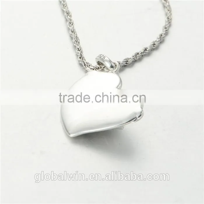 European Designs Lovely S925 Sterling Silver Heart Pendant For Birthday Gift