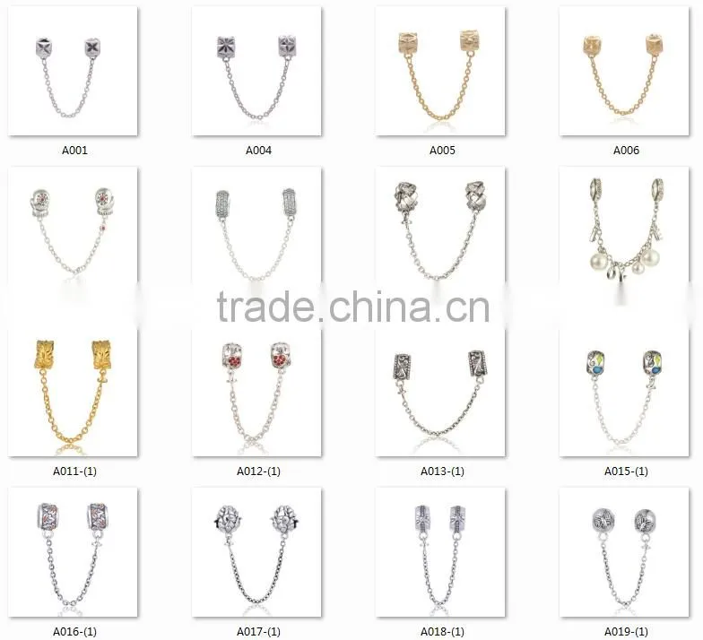 Rubber Stopper Safty Chain Wholesale Engravable Custom Charms 925 Silver Beads Charm