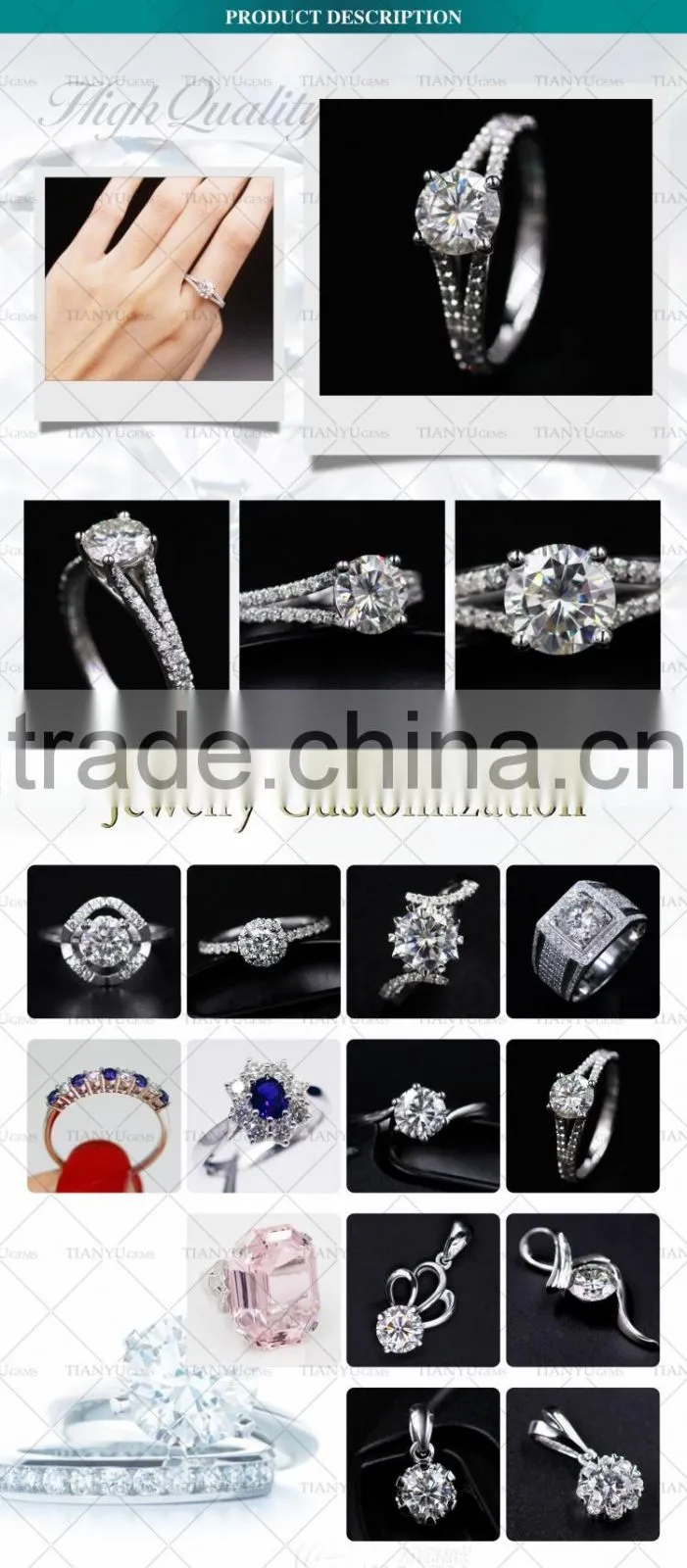 1 carat 6.5mm E F color vvs moissanite14k gold moissanite engagement rings