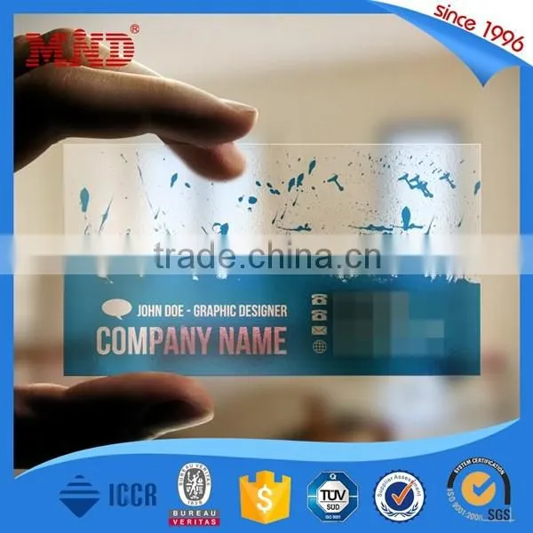 MDP419 CMYK full color plastic clear card/transparent business card