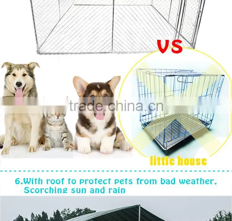 Custom logo large outdoor galvanized chain link dog fence kennel dog cage fence