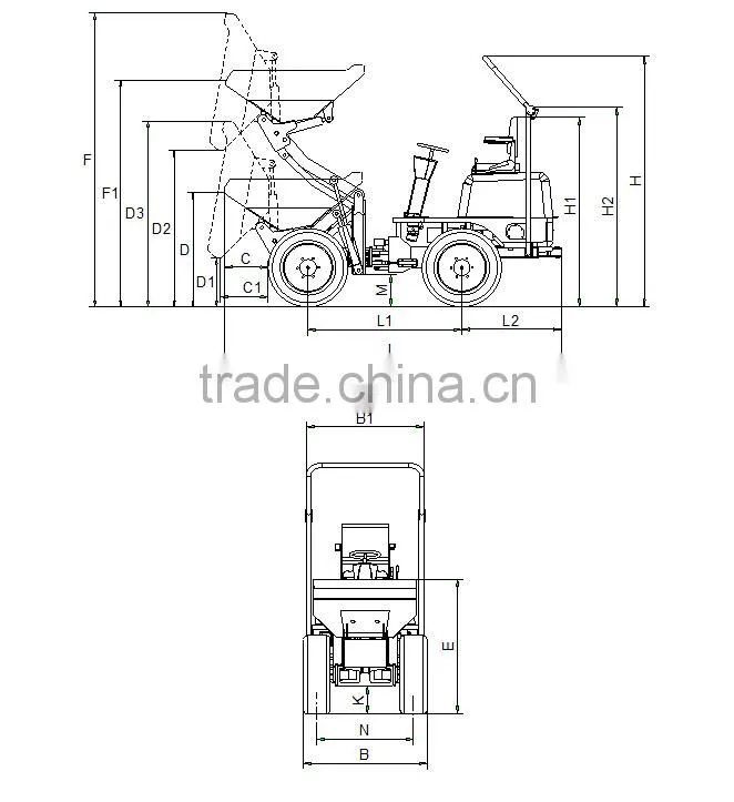 china direct supply 1ton garden mini dumper with low price
