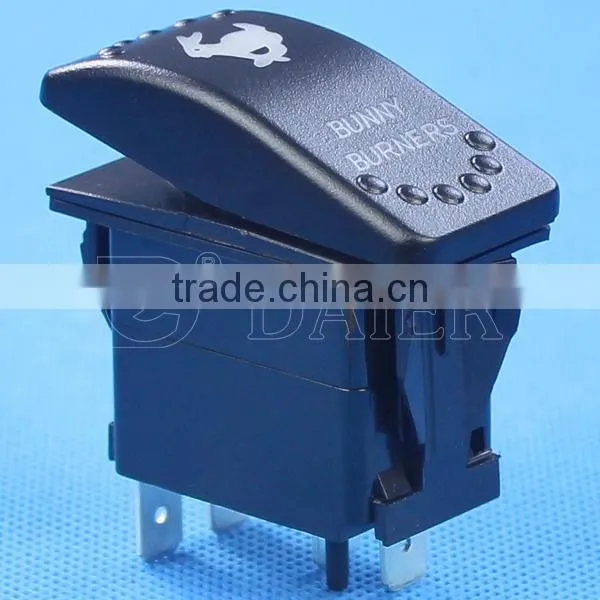 1 Lens 4 Pins ON-OFF Waterproof Rocker Switch With Two Red Lights