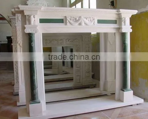 French style pillar carved marble fireplace mantel