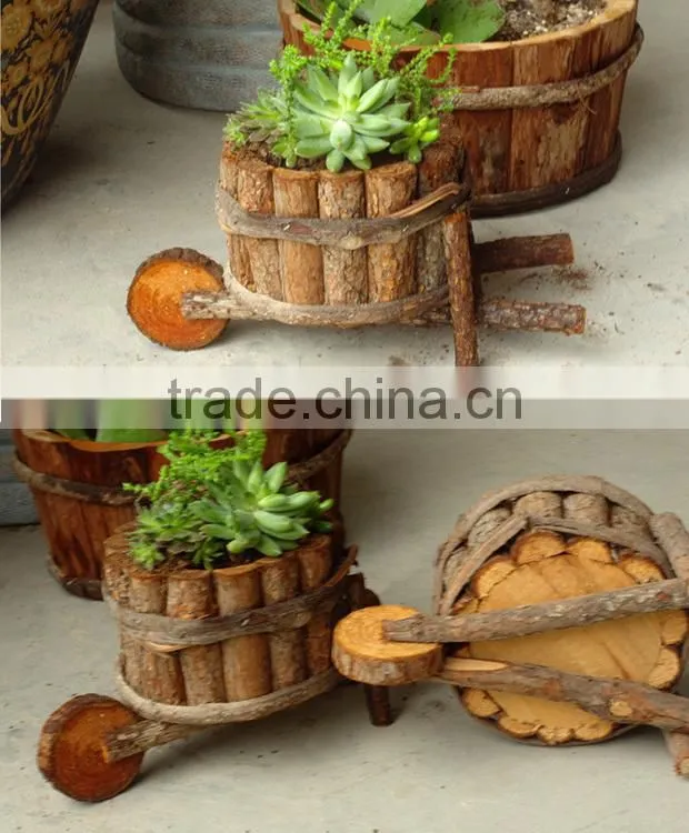 Creative small trailer small wooden planters for succulent plant