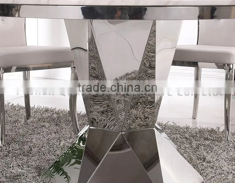 European style 6 seaters stainless steel round dining table