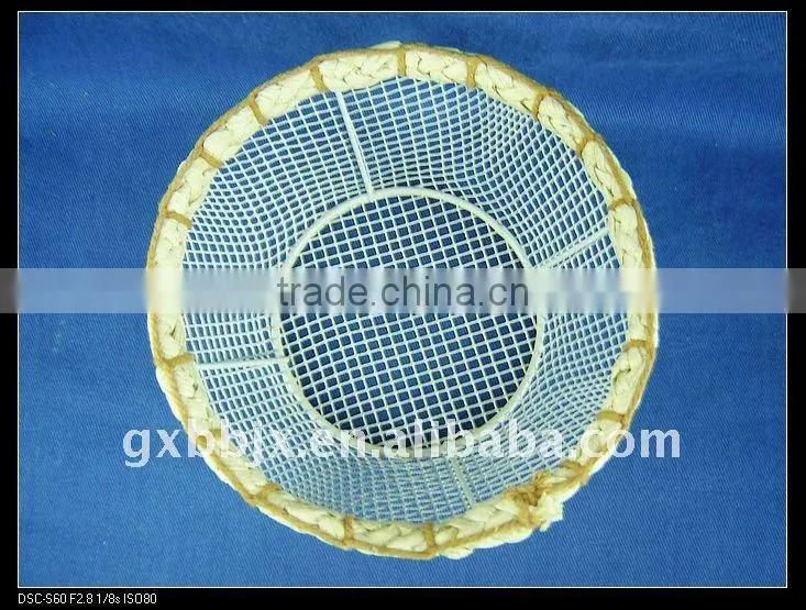 White round wire decorative with plant fruit storage container