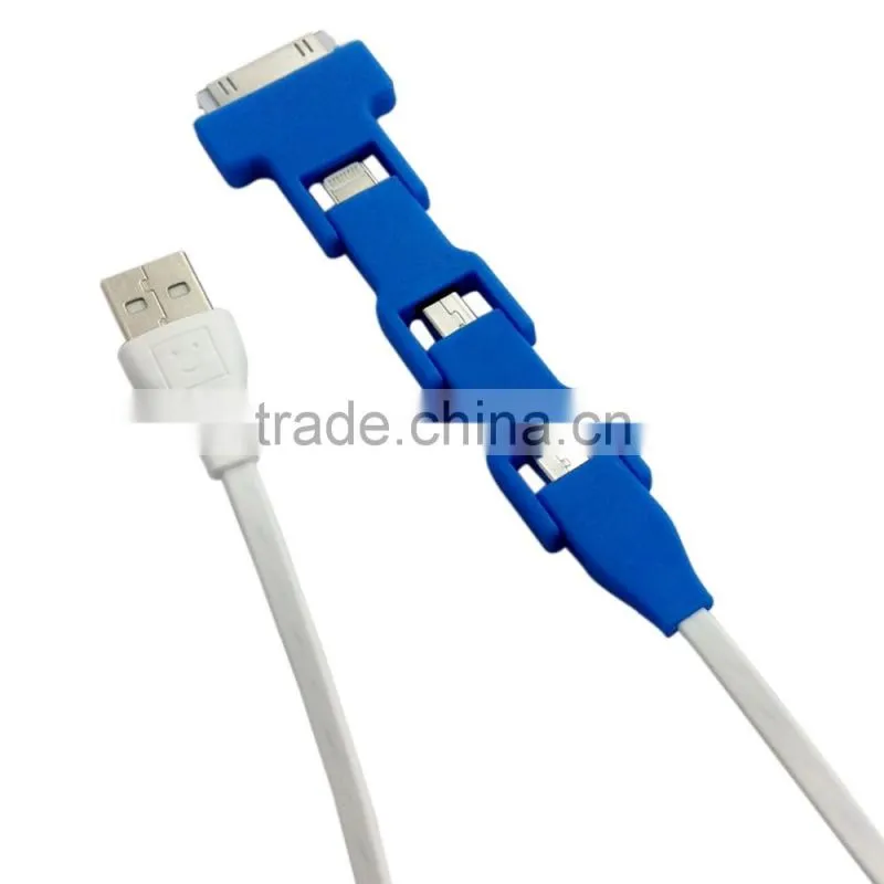 Affordable Custom 4 in 1 Multi Charging Cable for iPhone 4, iPhone 5, iPAD, Samsung Smart