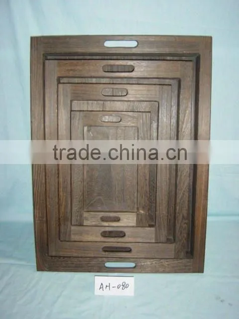 eco-friendly antique carbonized wooden serving tray