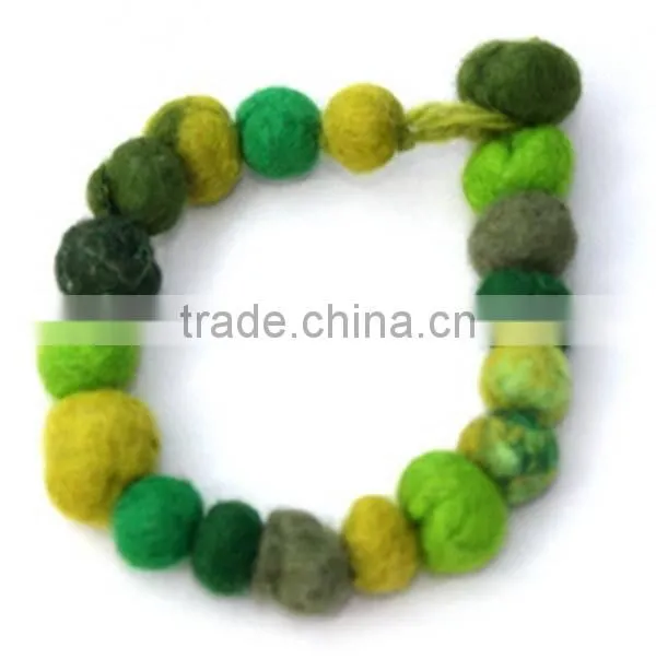 Best selling new products mod forest fabric balls bangle wool felted jewelry men bracelet bead for casual use special occasions