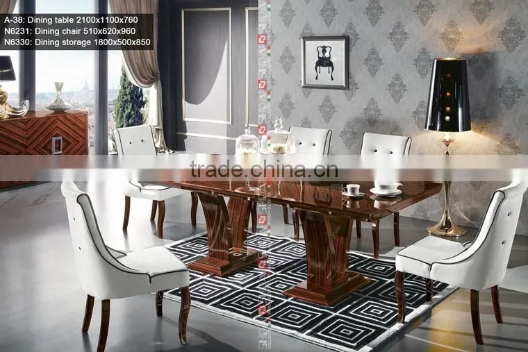 Ebony lacquer dining furniture, Royal dining room furniture, High end furniture dining room sets