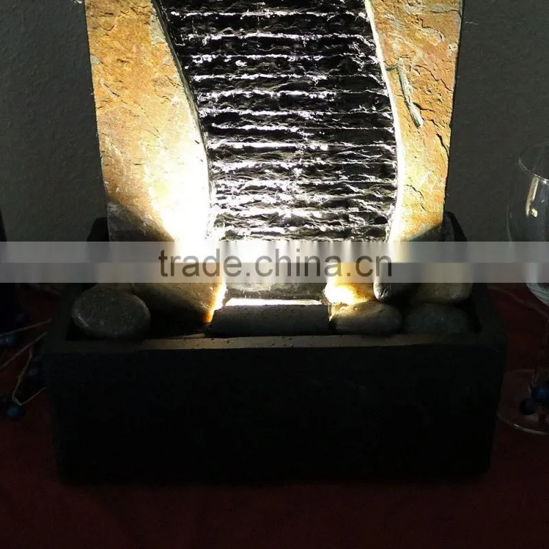 Bending Slate Tabletop Water Fountain with LED Light