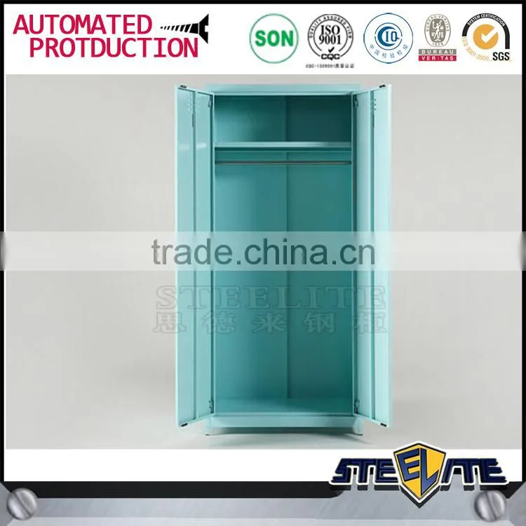 Hanging clothes storage cabinet 2 door steel locker wardrobe