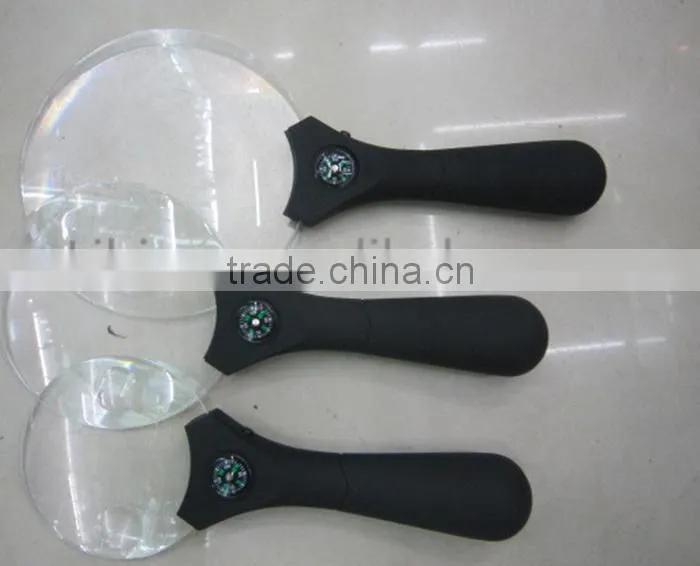 Cheap high quality magnifying glass with compass and light