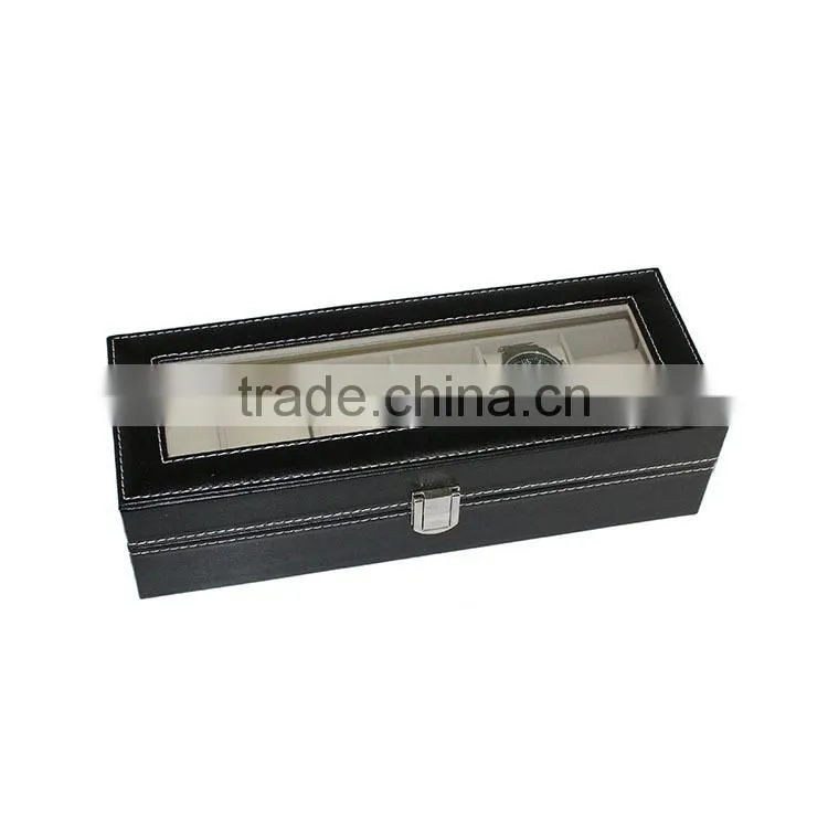 6 Grid Watch Display Storage Case Jewelry Collection Organizer Leather Box