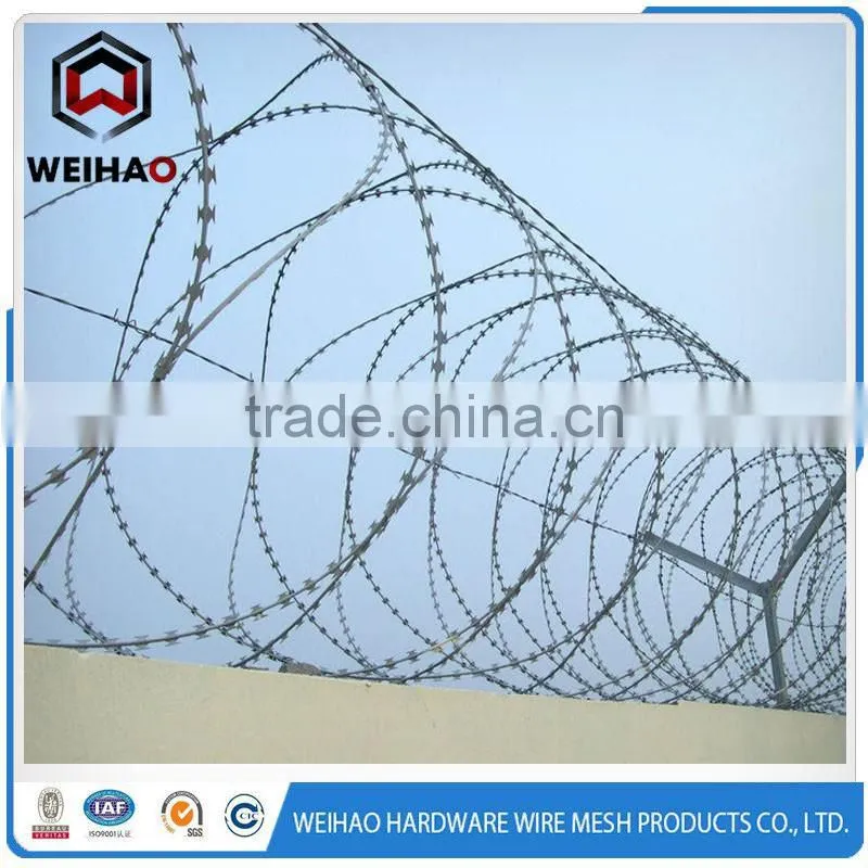 Anping factory galvanized concertina BTO-22 razor barbed wire