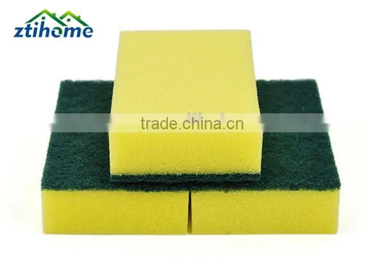 high quality green scouring pad with sponge for kitchen