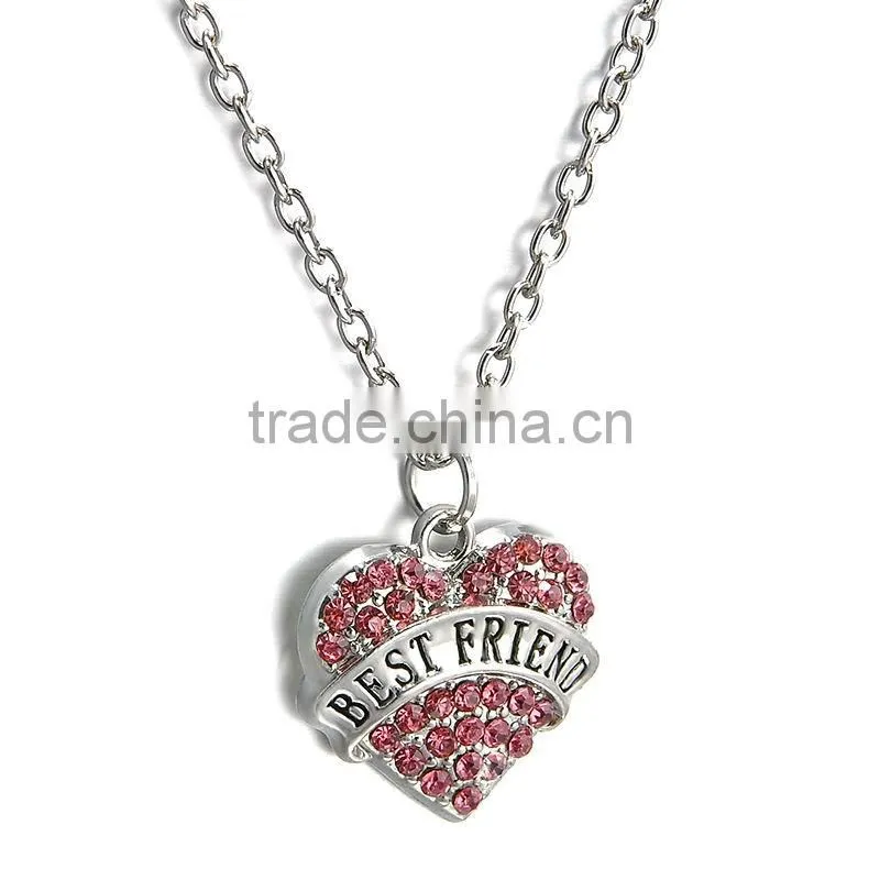 2016 cheap Hot Crystal Love Heart Pendent Necklace Fashion Family Xmas Gifts Jewelry