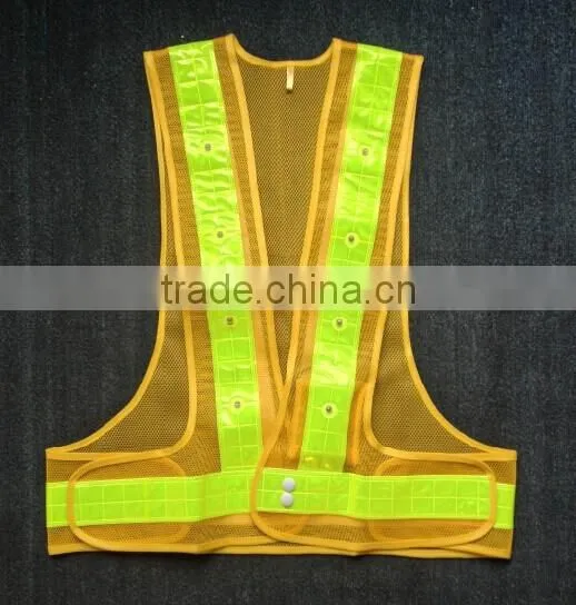 Reflective Led Lighted Flashing Police Safety Vest With Velcro EN471 High Visibility