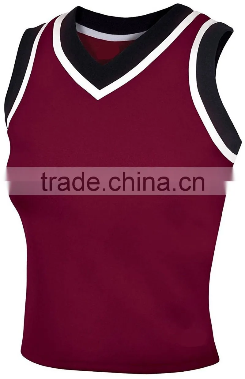 Sleeveless V Neck Knit Spandex Cheerleading Uniforms Women Sexy Tank Top Plus Size Sublimation Cheerleading Uniforms Custom