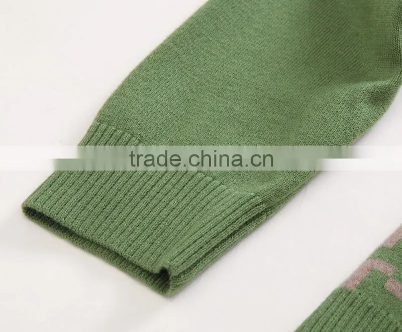 100% fine wool men's light green knitwear cardigan