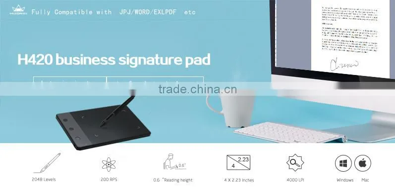 2015 Newest Style Cheapest Huion H420 Anime Maker Graphic Tablet Drawing Pen Signature Pad USB Interface