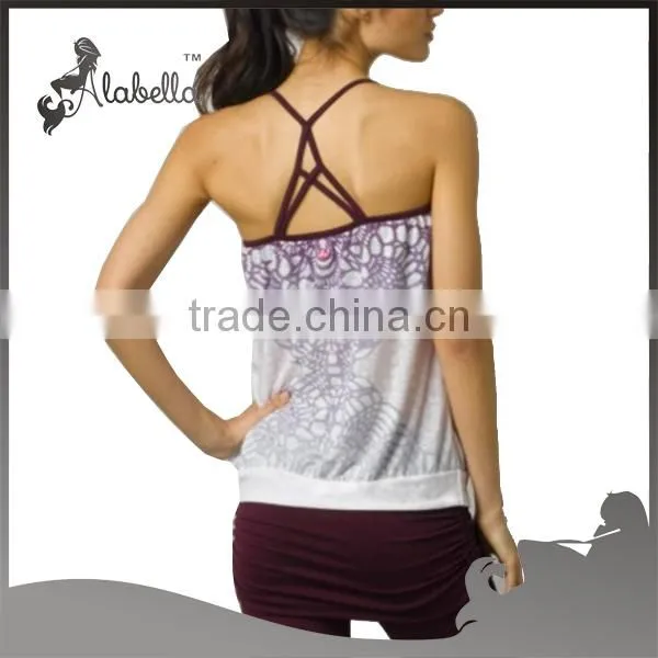 Women's t back tank top with built in bra