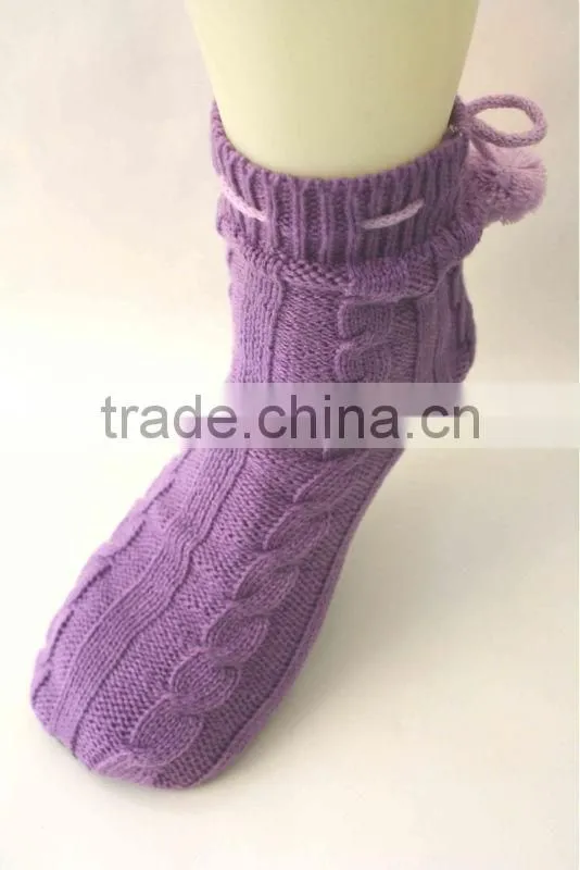 Women pompom warmer indoor slipper socks