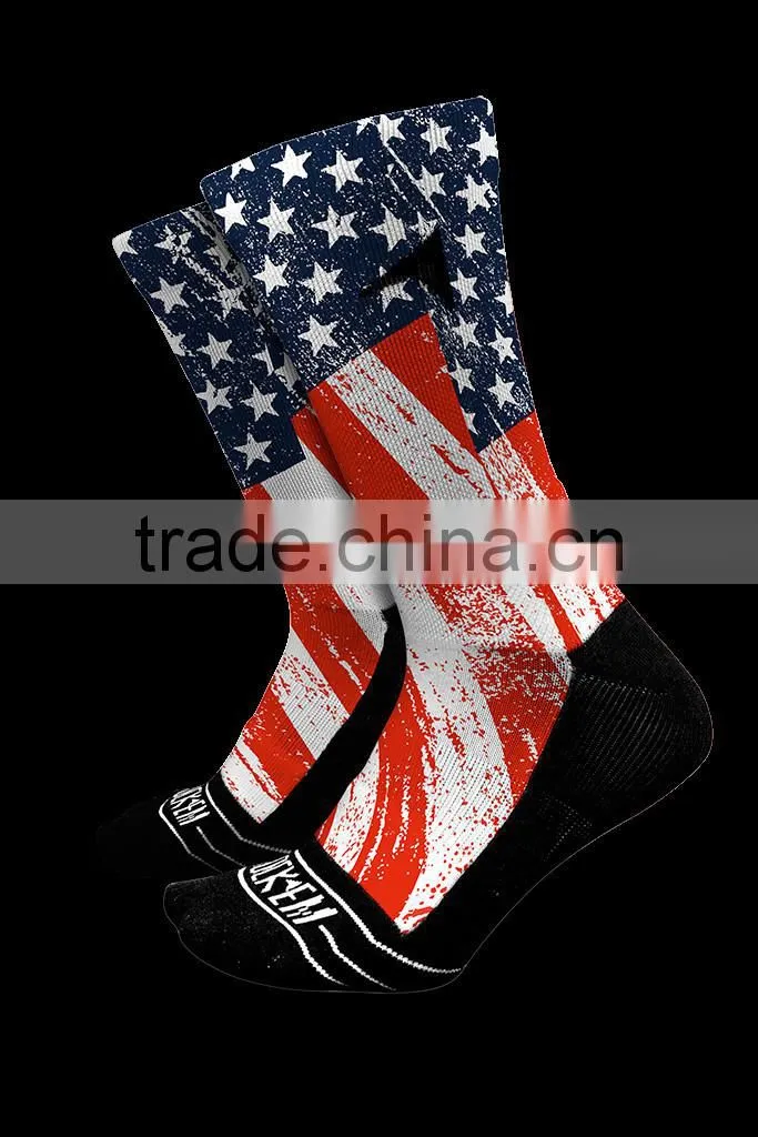 white blank polyester socks with black bottom for sublimation