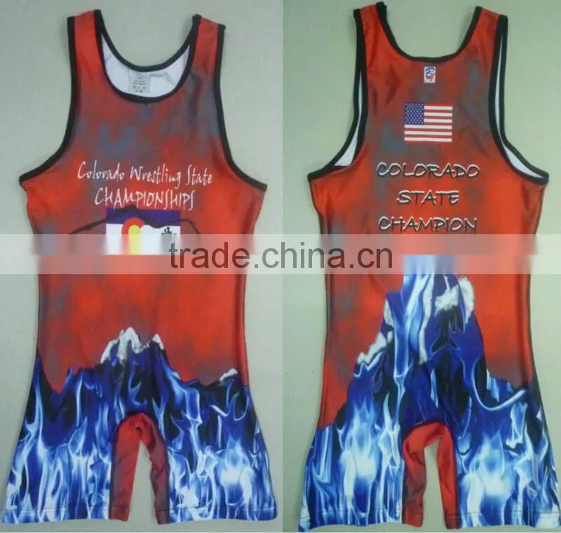 Newest custom sublimation printing wrestling clothing