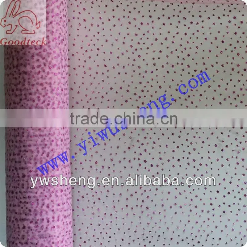 Wholesale soft pink floral embroidered tulle fabric with flower
