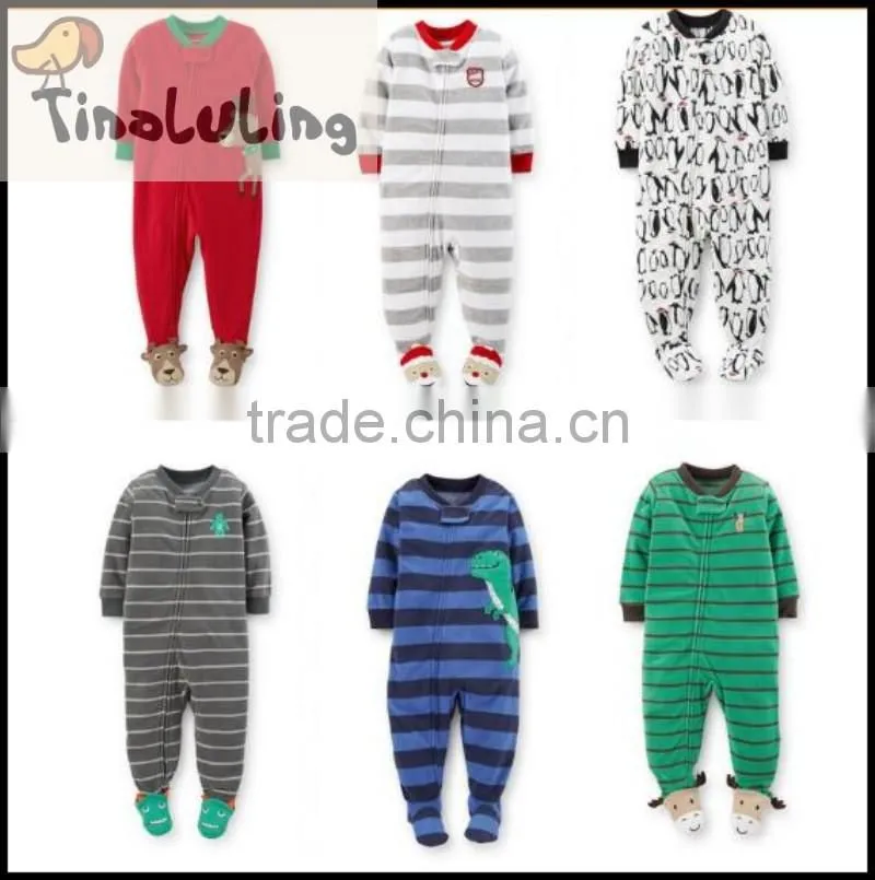 TinaLuLing 100% cotton Unisex Red Winter One piece Sleepwear Kids Footed Pajamas