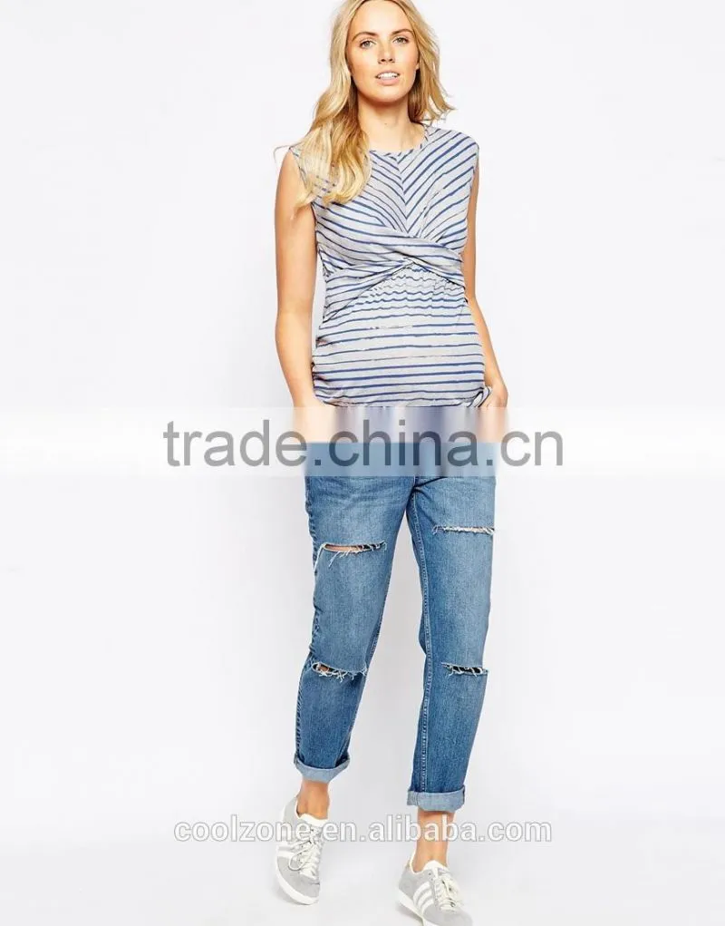 2015 Fashion sleeveless twist front top for maternity shirt tank top