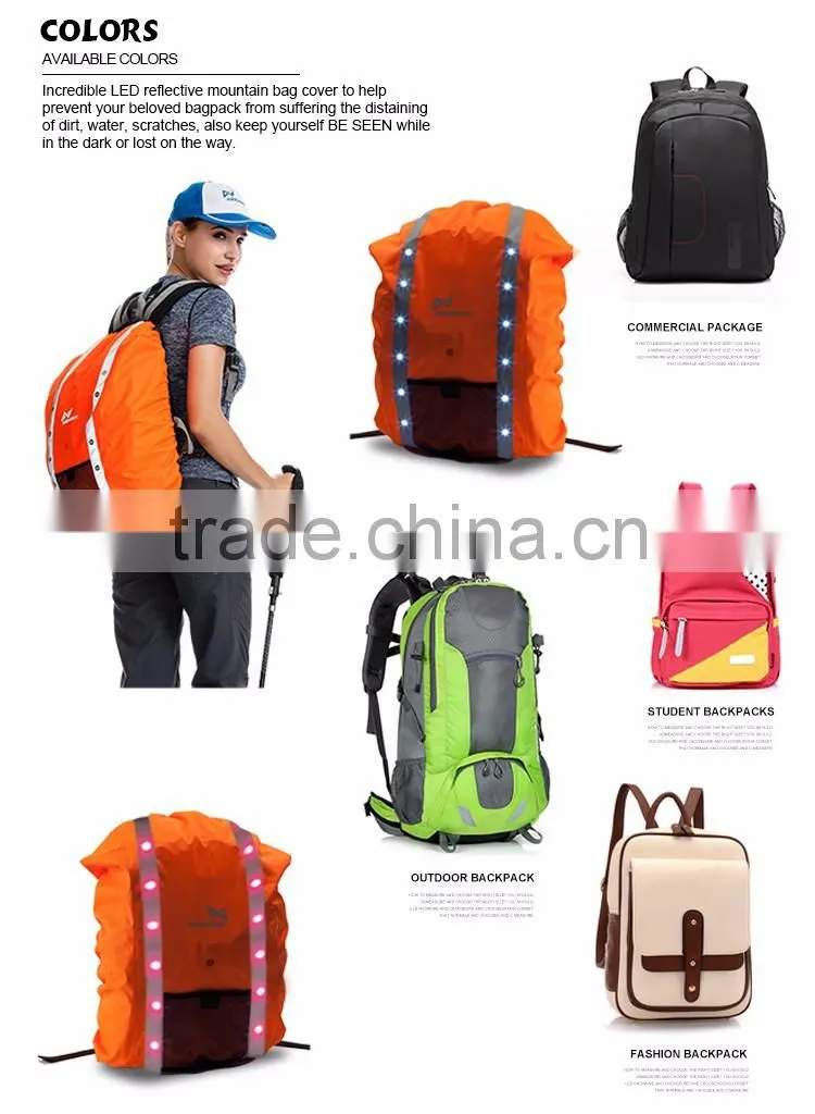 camping waterproof dry bag safety LED flashing backpack cover