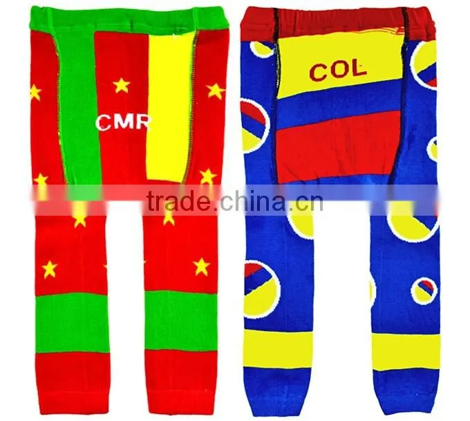 Hot Sale Girls And Boys PP Pants Cooton With World Cup Pattern Knit Children Leggings For Toddle Wear Free Shipping SC40822-7